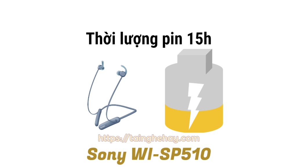 Tai nghe Sony WI SP510 Thời lượng pin